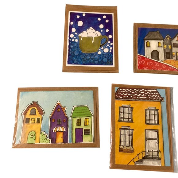 Set Of 5 Handcrafted Blank Greeting Cards With Envelopes - Picture 2 of 8